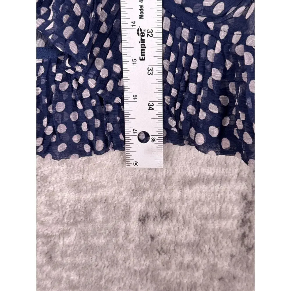 New J Crew Collection Skirt 12 Womens Chiffon Blue Polka Dot Midi Ruffle